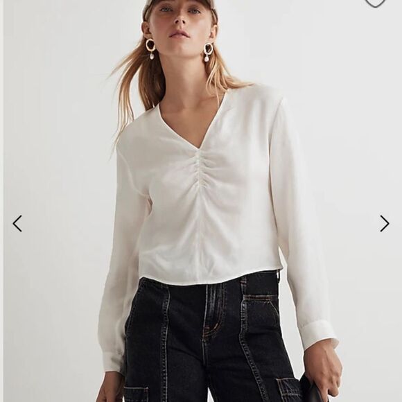 Madewell Brushed Ruched-Front Top - Picture 1 of 7